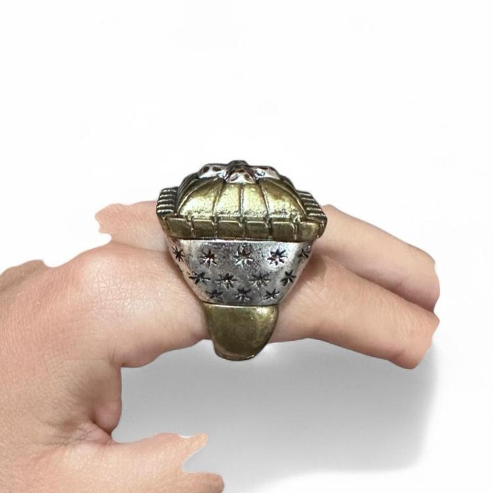 Gold and Silver Dome Ring with Star Accents